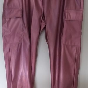 Like an Angel Pink Faux Leather Jogger Pants Size: 1X